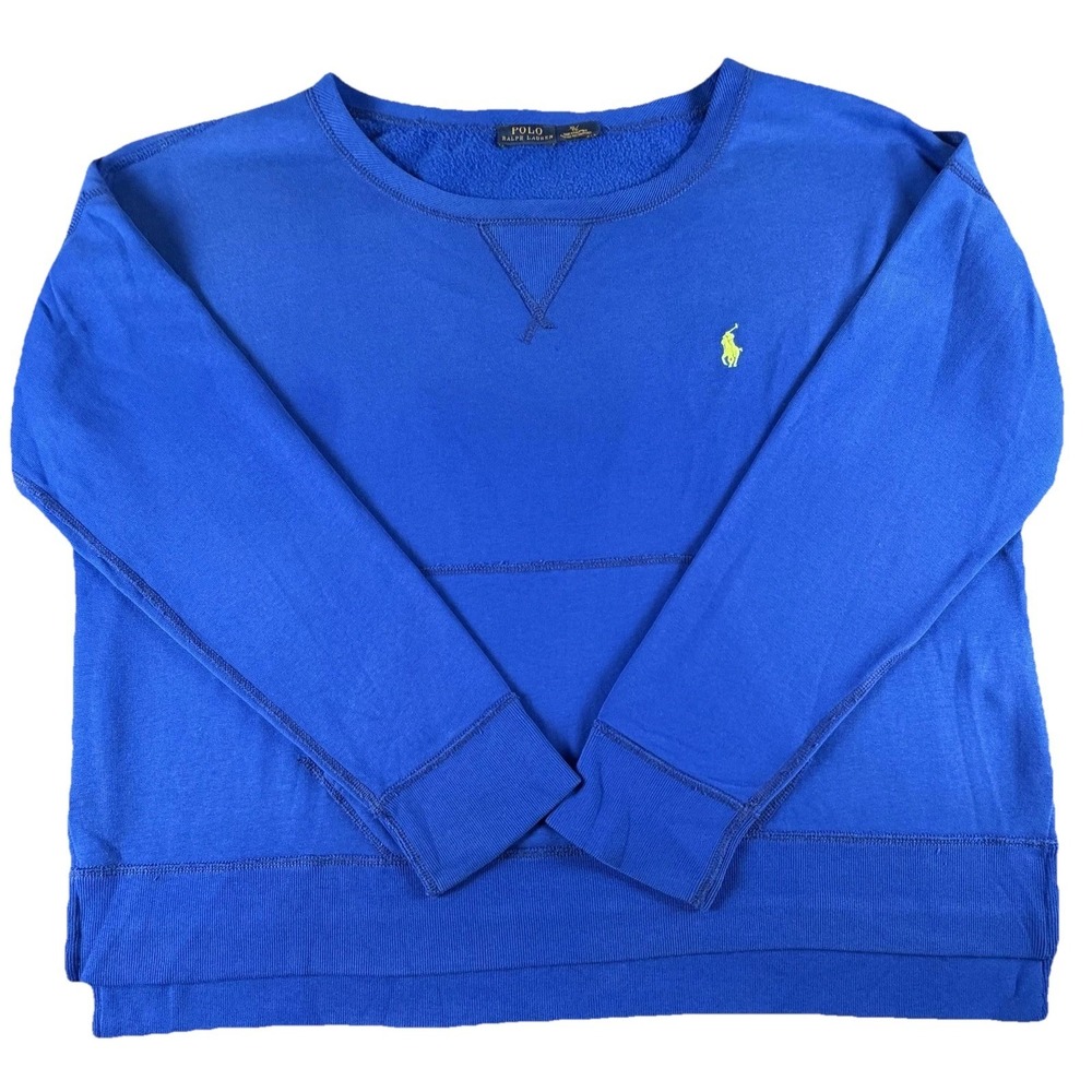 Polo Ralph Lauren Sweatshirt Mens XL Blue Fleece Crew Neck Kangaroo Pocket